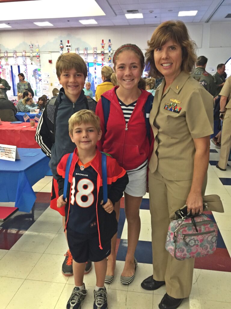 Captain Stephanie Denius attended breakfast with her children Grace, Gunner, and Gabe.