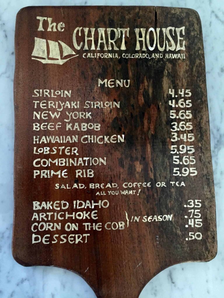 The Chart House Restaurant Menu