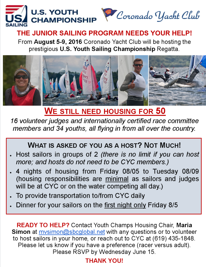Youth Champs CYC yacht club housing