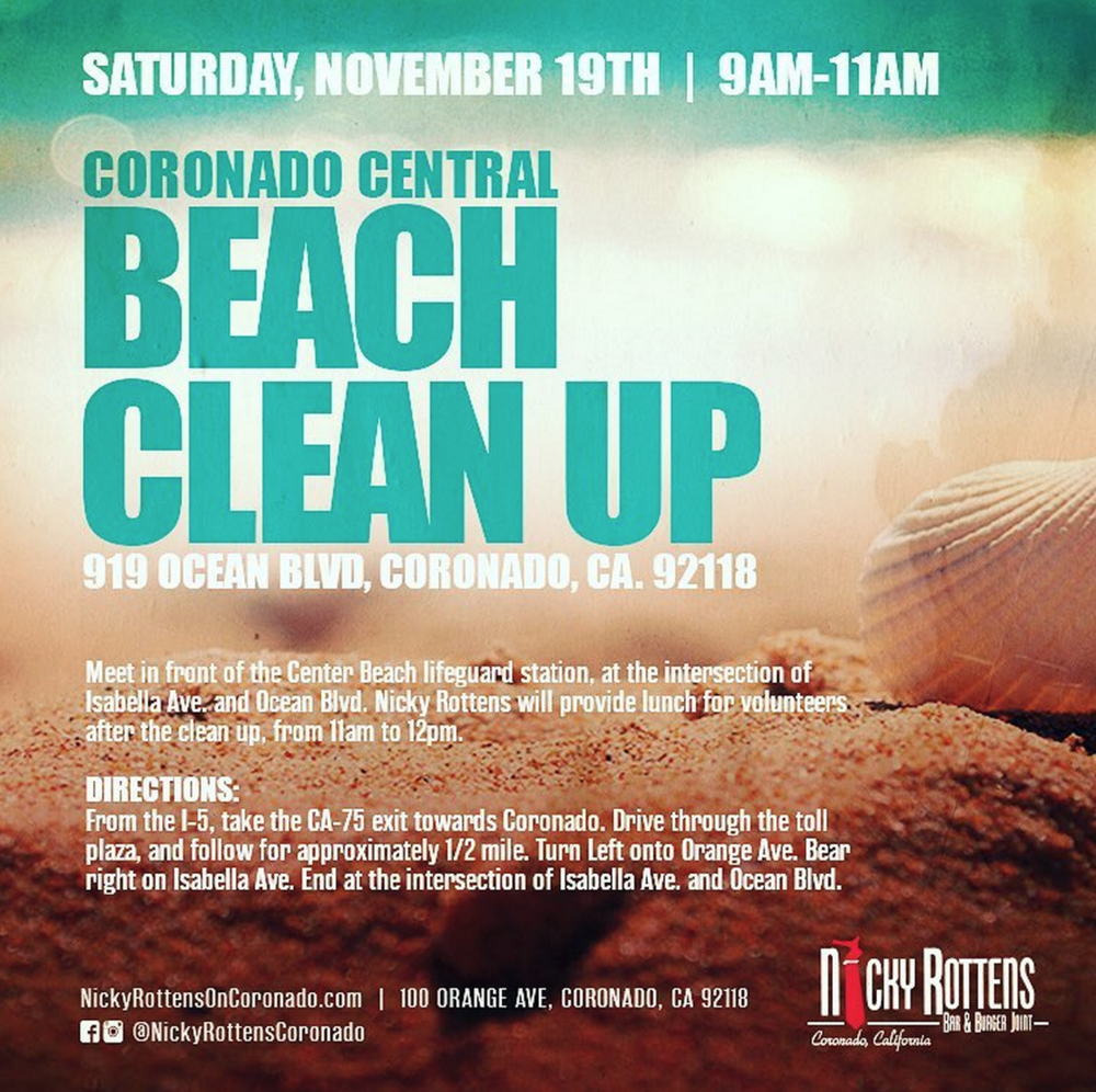 Nicky Rottens Coronado Beach Cleanup Nov 19 2016
