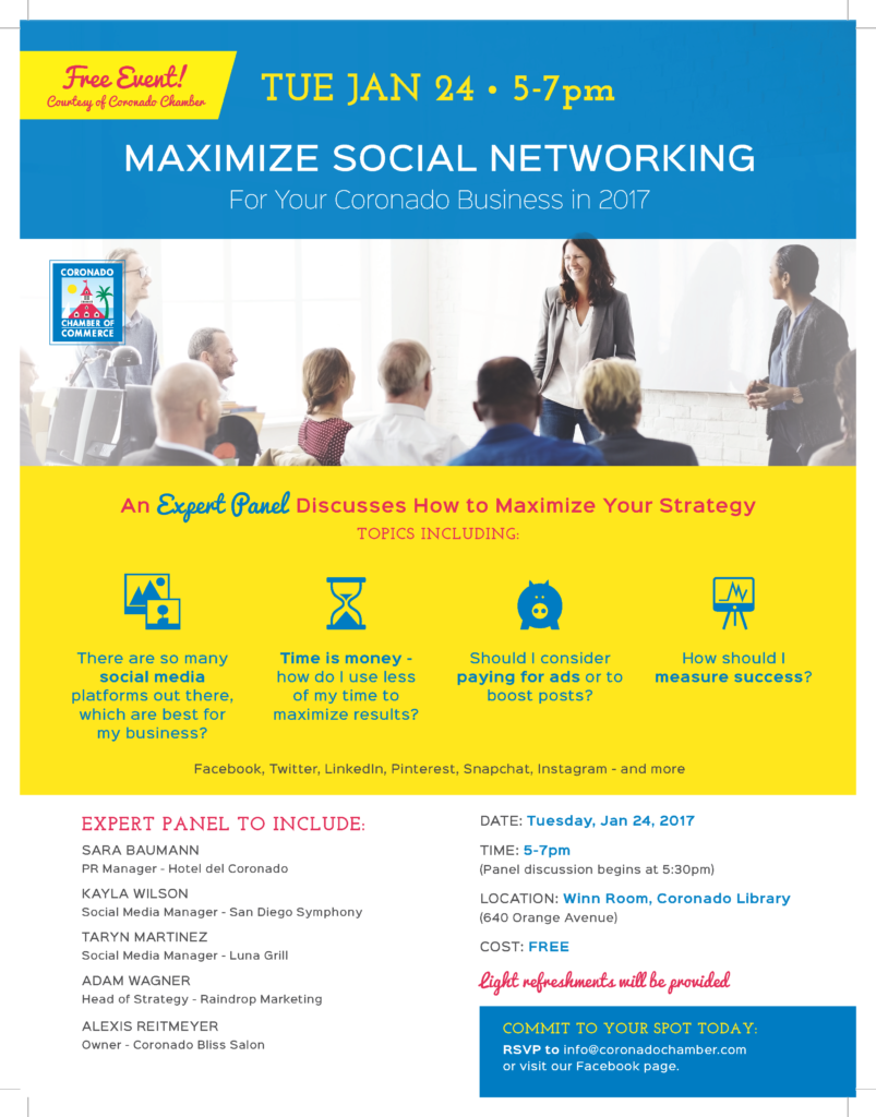 2017 Coronado Chamber Social Networking flyer