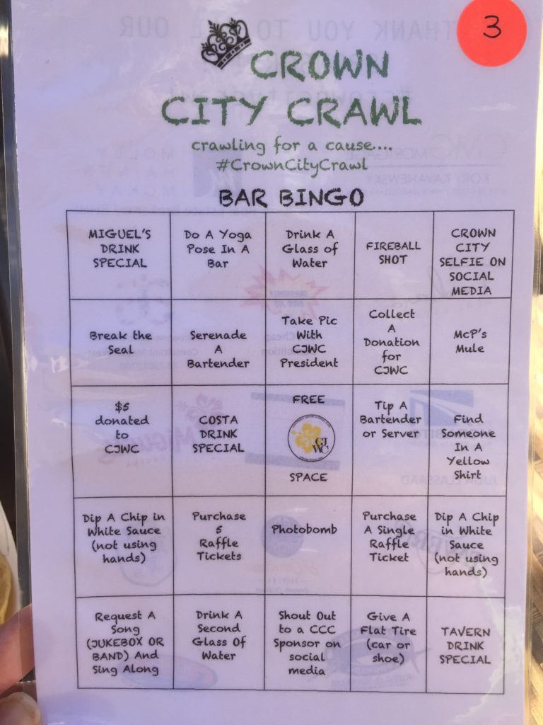 Crown City Crawl Bar Bingo