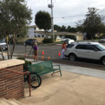 press outside school board meeting.