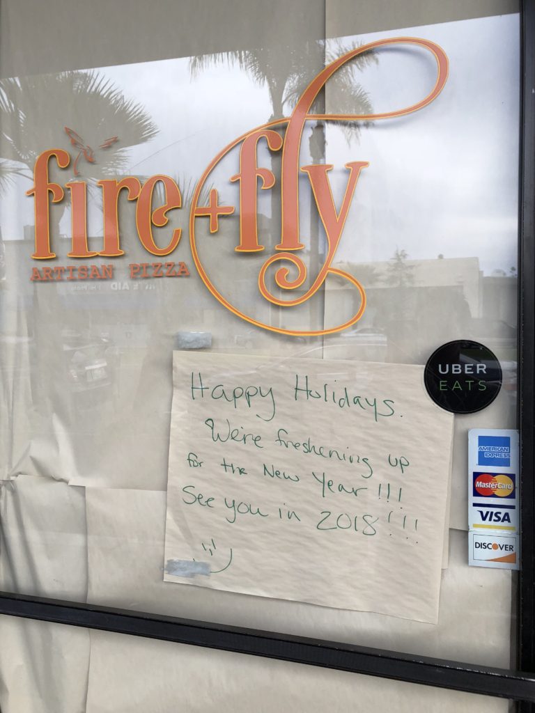 fire + fly pizza closed