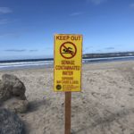Beach Closed sign sewage CT stock 2018-03-14