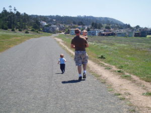 Jace running with his dad