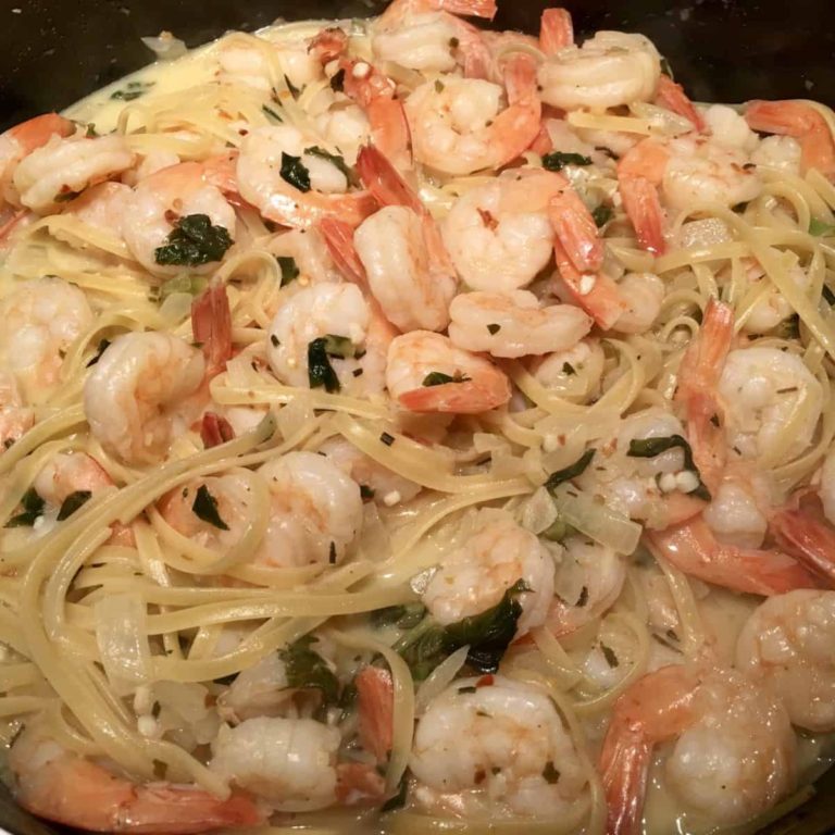 Recipe: Linguine & Scampi in a Beautiful Wine and Goat Cheese Sauce ...