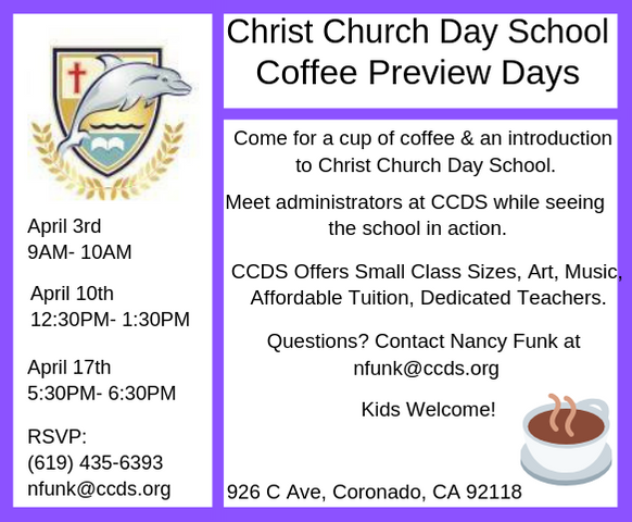 CCDS coffee preview days