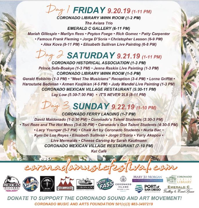 coronado music festival schedule lineup - Coronado Times