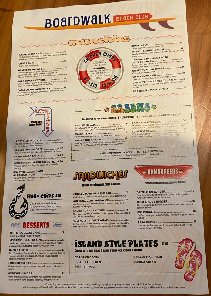 boardwalk menu prices