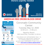 Coronado Community Center Flyer May 12 Blood DRIVE