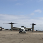 The CMV-22B Osprey arrives at NASNI.