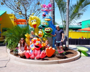 The Lawson family at the Chula Vista Sesame Place entrance.
