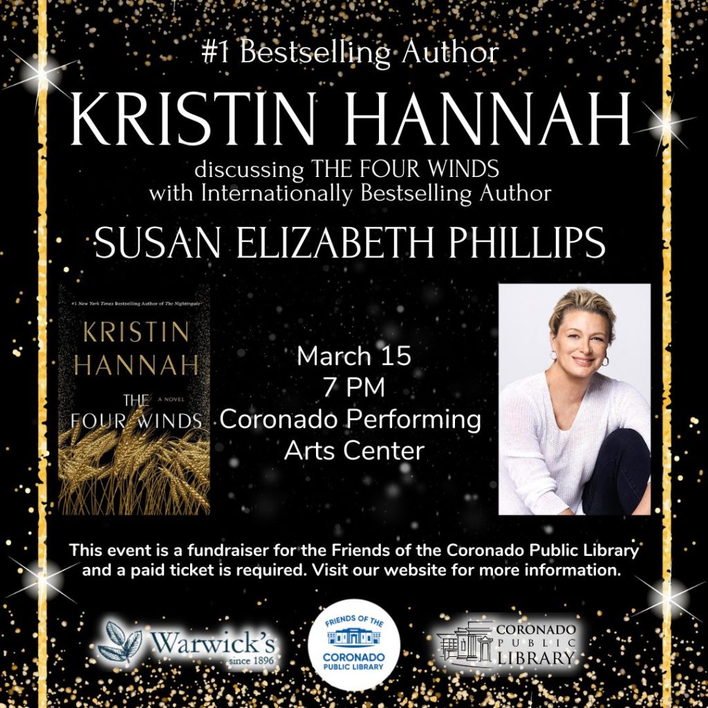 Kristin Hannah, March 15, Coronado Performing Arts Center