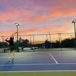 tennis sunset