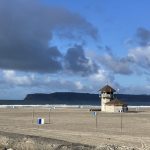 beach with cloudy sky