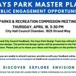 Cays Park Master Plan public opportunity April 18