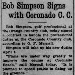 Golf history_ news article about simpson signing with coronado cc