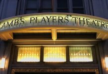 Photo of front marquee on Lamb's Players Theater