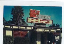 Coronado Playhouse marquee for "Mousetrap" and "Mixed Couples." Date unknown. Courtesy of the Coronado Historical Association.