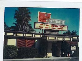 Coronado Playhouse marquee for "Mousetrap" and "Mixed Couples." Date unknown. Courtesy of the Coronado Historical Association.