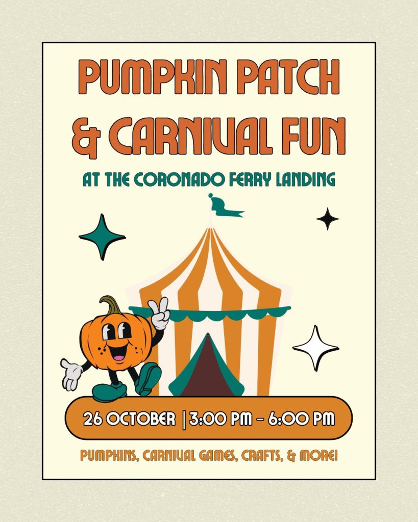 Flier for pumpkin patch and carnival fun at the Coronado Ferry Landing