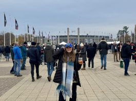 Victoria Henderson, host of The Game podcast at the NFL game in Berlin