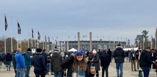 Victoria Henderson, host of The Game podcast at the NFL game in Berlin