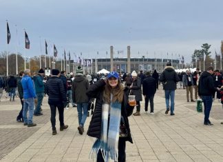 Victoria Henderson, host of The Game podcast at the NFL game in Berlin