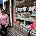 Amanda Johnson at the new children’s book store Stop & Grow