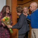 President Peggy Duncan presents the Ethel Kallsen Spirit of Service Award to Ethel, alongside her husband and daughter