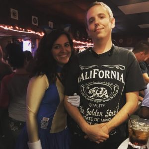 Alyssa Burns (writer) and husband Greg Burns. The Little Club Halloween 2015.