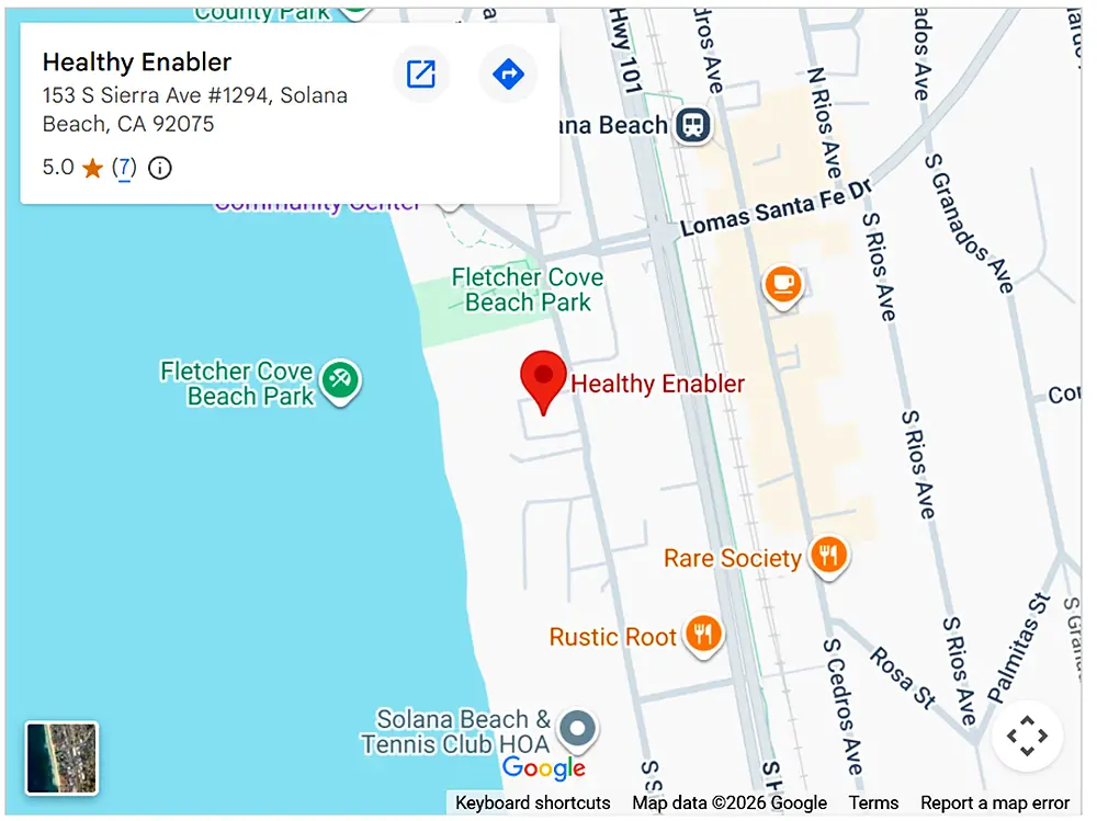 Google Map to Healthy Enabler in San Diego